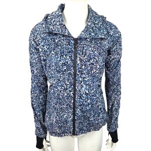 Lululemon Gather Me Slightly Athletic Rain Jacket Womens 4 Water Resistant Blue